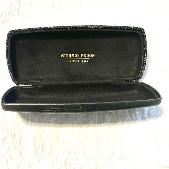 Vintage Giorgion Fendon Italy Hard Shell Clamshell Eyeglass Case Black Metallic - Picture 4 of 15